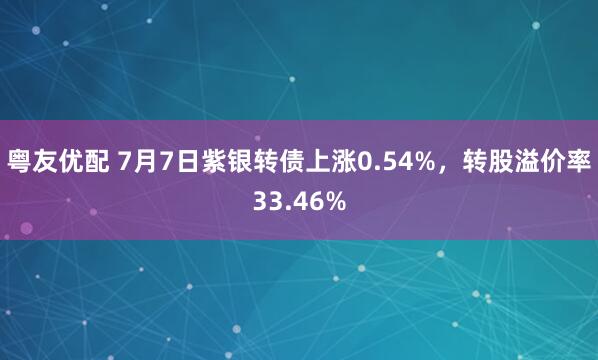 粤友优配 7月7日紫银转债上涨0.54%，转股溢价率33.46%